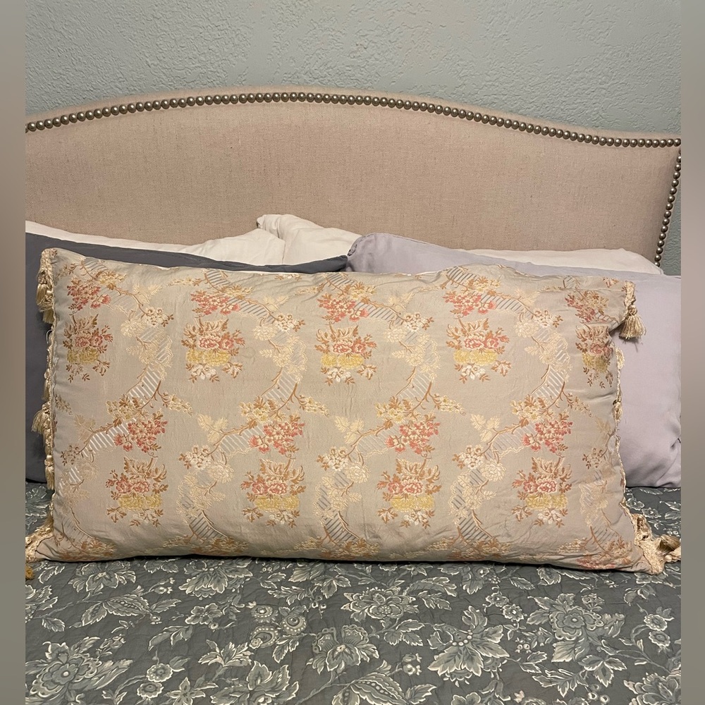 ABC Carpet vintage silk Floral Decorative Pillow with Tassels